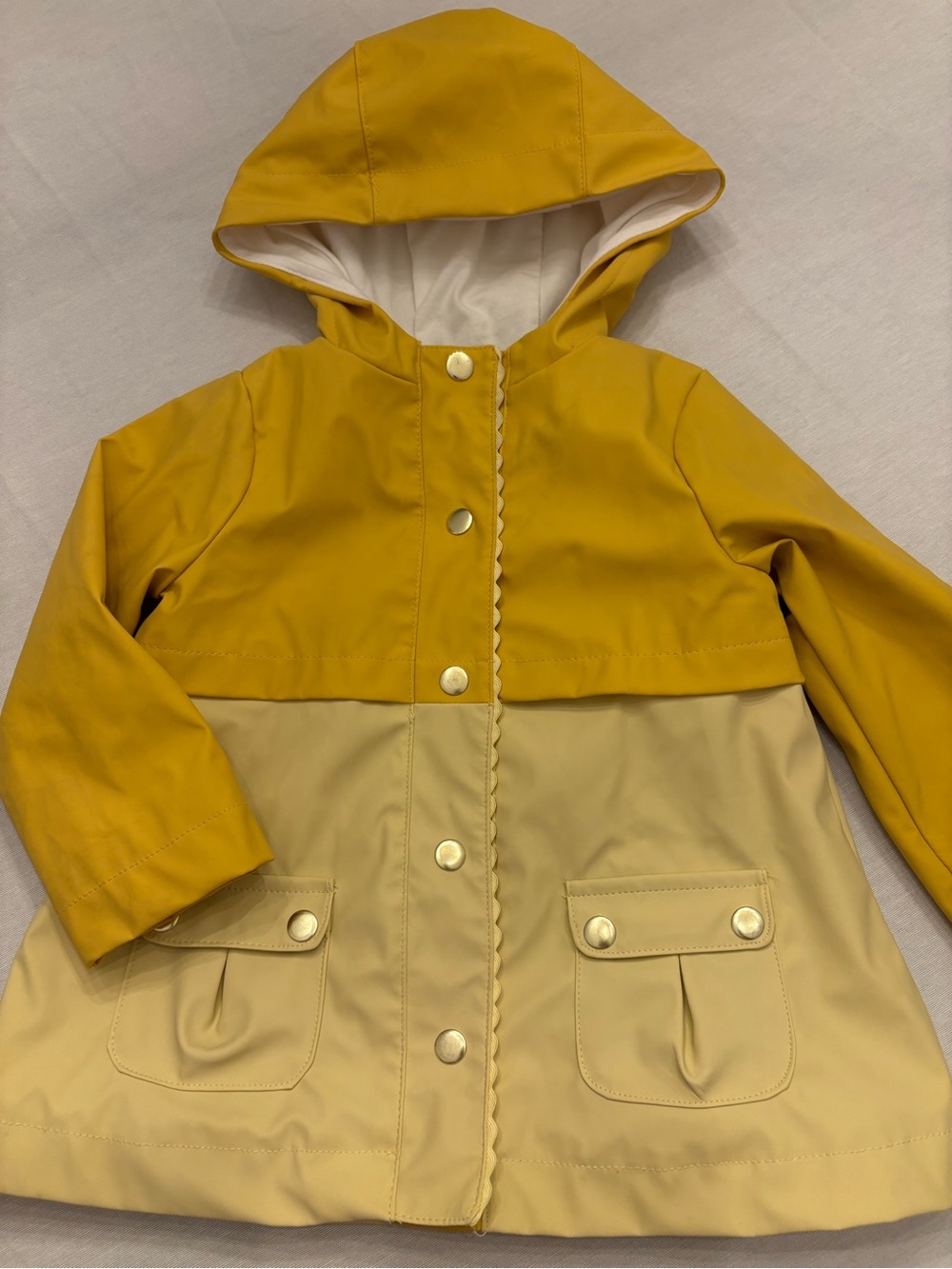 Cynthia Rowley Two-Tone Yellow Hooded Raincoat